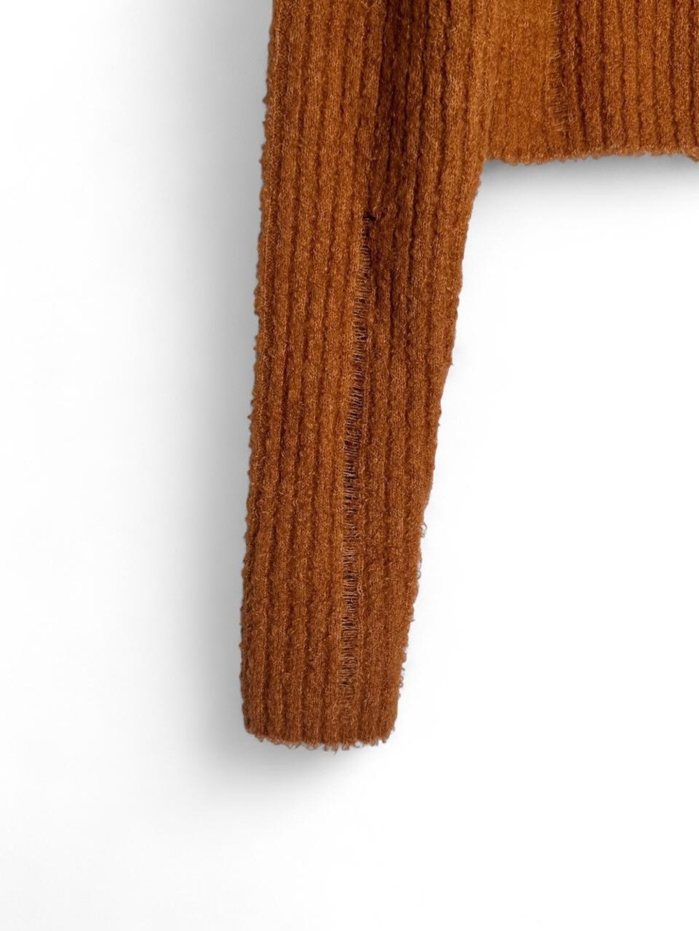 Cropped Ribbed Mock-Neck Sweater - Rust - Picture 4 of 8